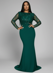 Plus Long Sleeve Fringed Maxi Dress PJMT1103