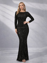 Long Sleeve Sequin Mermaid Prom Dress M0910