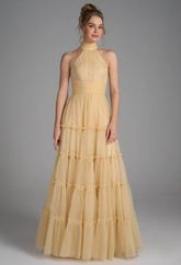 Elegant Tiered Tulle A-Line Maxi Evening Dress XF251369