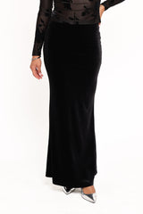 Velman Velvet Maxi Skirt - Black