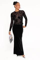 Velman Velvet Maxi Skirt - Black