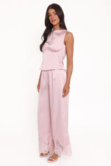 Viola Drawstring Wide Leg Pant - Pale Pink