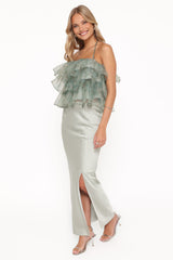 Viviana Fitted Column Skirt - Mint Green