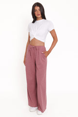 Wilda Knit Pant - Pink Red Stripe