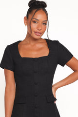 Sutton Mini Dress - Black Tweed