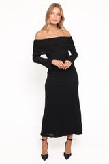 Wilma Off Shoulder Dress - Black