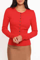 Walsh Scalloped Cardigan - Red