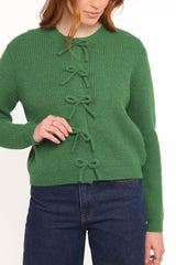 Wilde Bow Front Cardigan - Green
