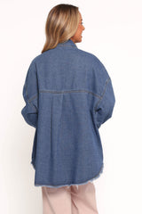 Twiggy Frayed Edge Denim Shacket - Denim