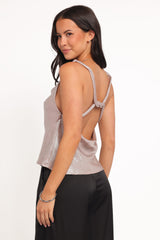 Vita Cowl Neck Cami Top - Champagne
