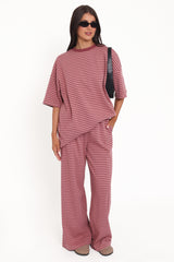 Wilda Oversized Tee - Pink Red Stripe
