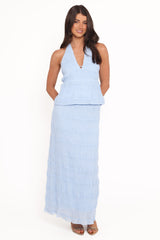 Zafira Textured Halter Top - Blue