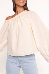 Zion Off Shoulder Long Sleeve Top - Ivory
