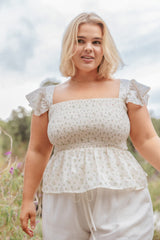 Remira Smocked Ruffle Top - White Betty