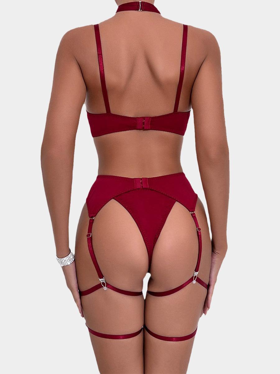 Sexy Garter Hollow Sexy Lingerie Four-piece Set MSL041