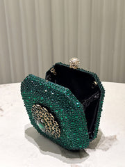 Emerald Green Rhinestone Statement Clutch Bag MNBF120