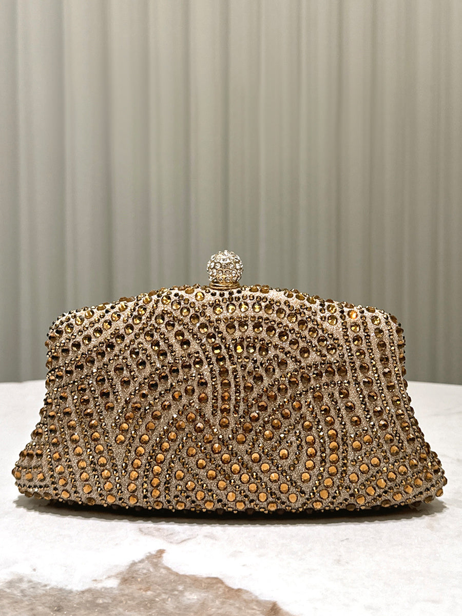 Rhinestone Ruched Evening Clutch Bag MNBF121