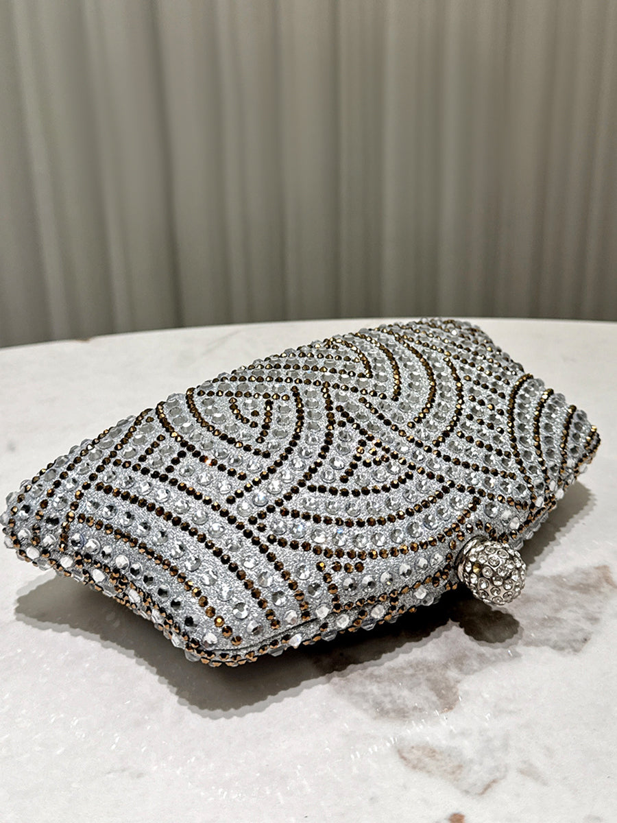 Rhinestone Ruched Evening Clutch Bag MNBF121
