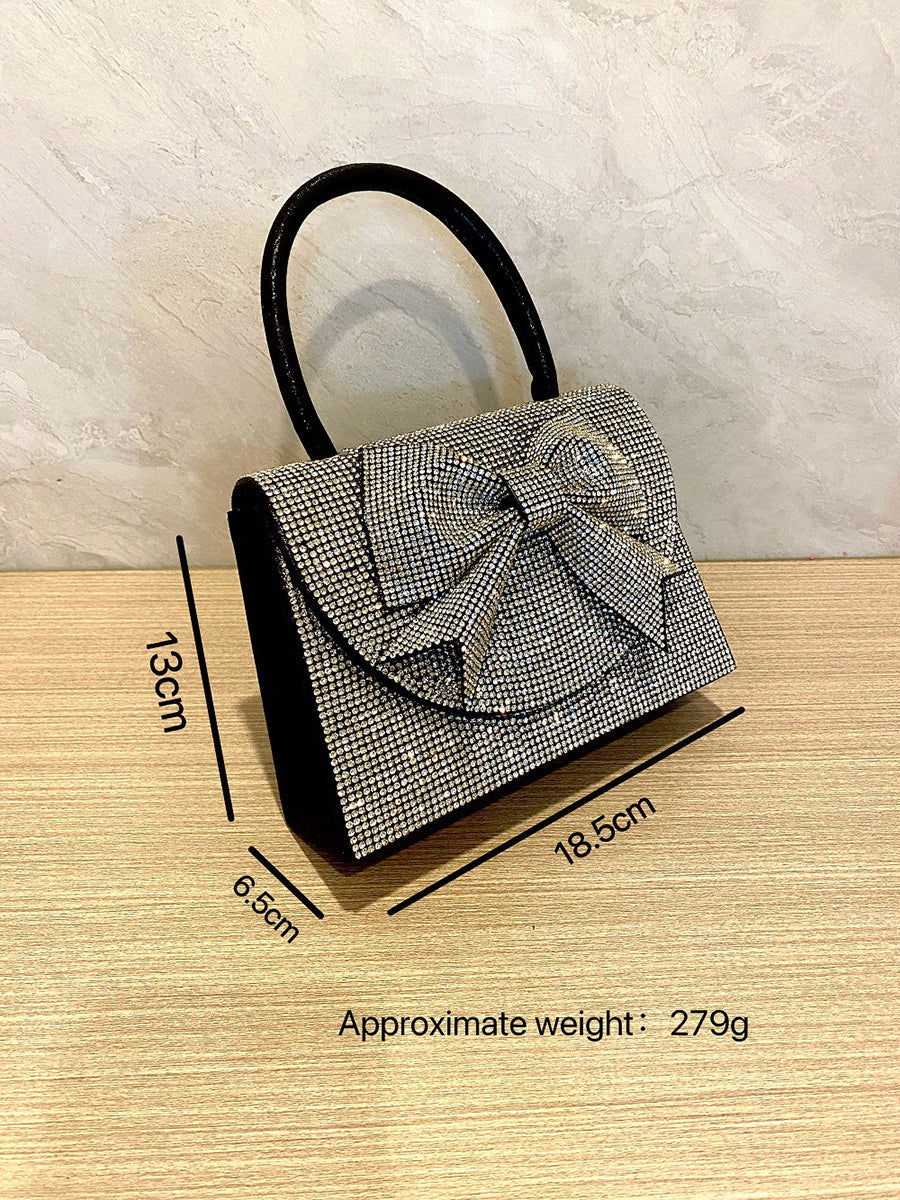 Crystal Bow Embellished Top Handle Clutch MNBF139