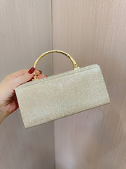 Diagonal Ribbed Pearl Embellishment Clutch  MNBF140