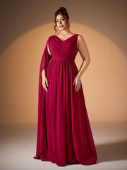 Plus Chiffon Draped A-line Wedding Guest Dress XF251303