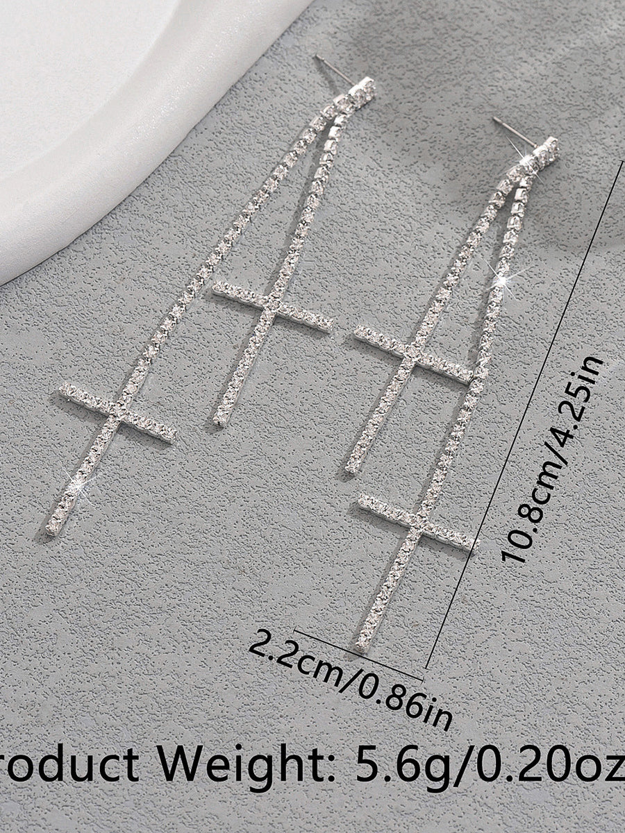 Cross Long Tassel Earrings MSE20023