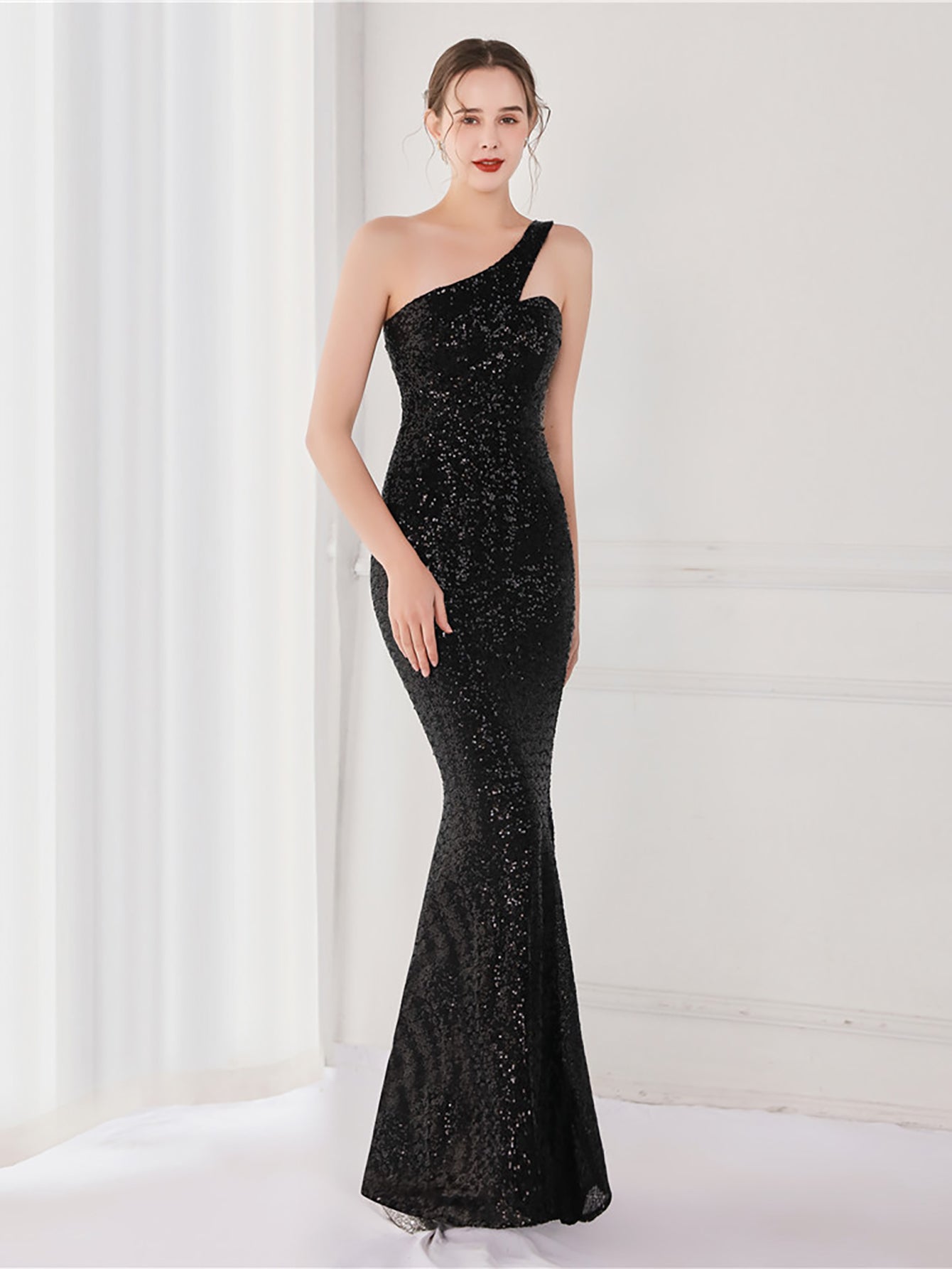 Tiffany One Shoulder Sequin Mermaid Cocktail Dress