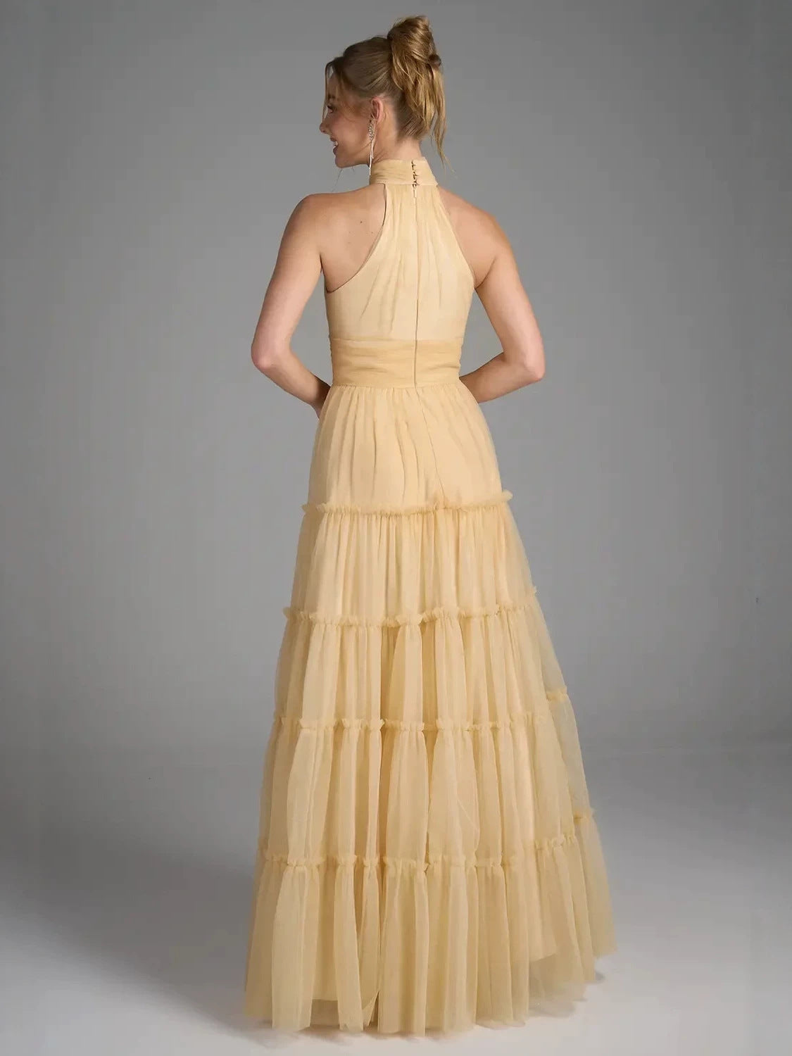 Elegant Tiered Tulle A-Line Maxi Evening Dress XF251369