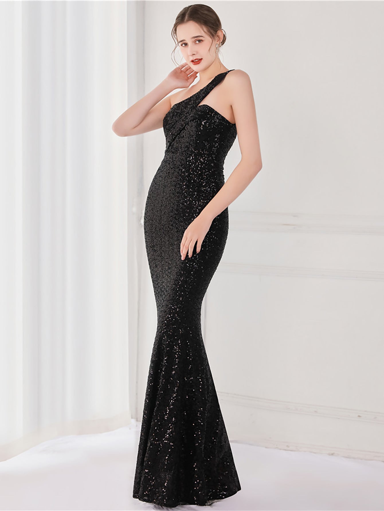 Tiffany One Shoulder Sequin Mermaid Cocktail Dress