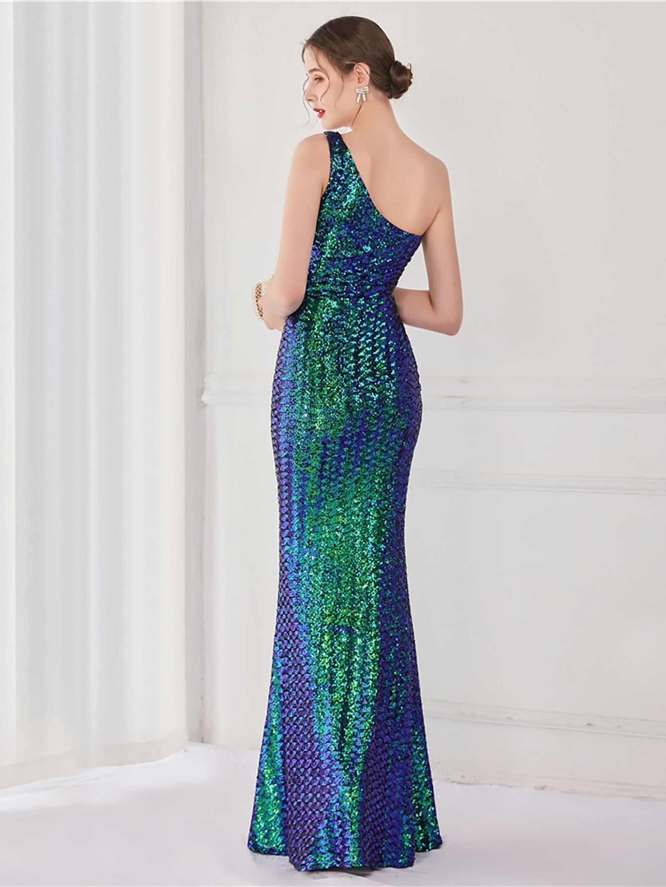 Tiffany One Shoulder Sequin Mermaid Cocktail Dress
