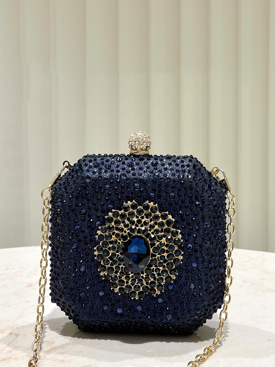 Emerald Green Rhinestone Statement Clutch Bag MNBF120
