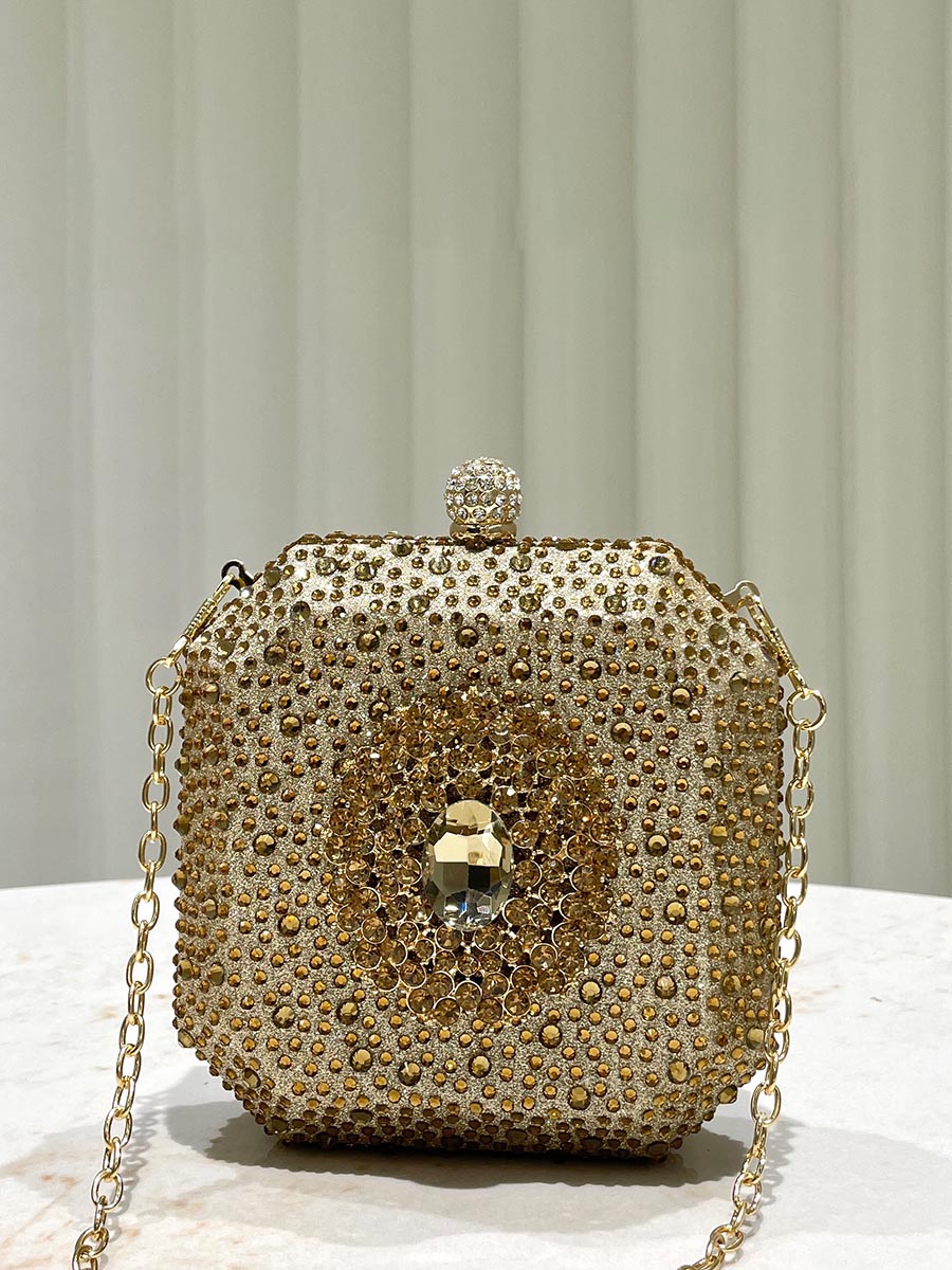 Emerald Green Rhinestone Statement Clutch Bag MNBF120