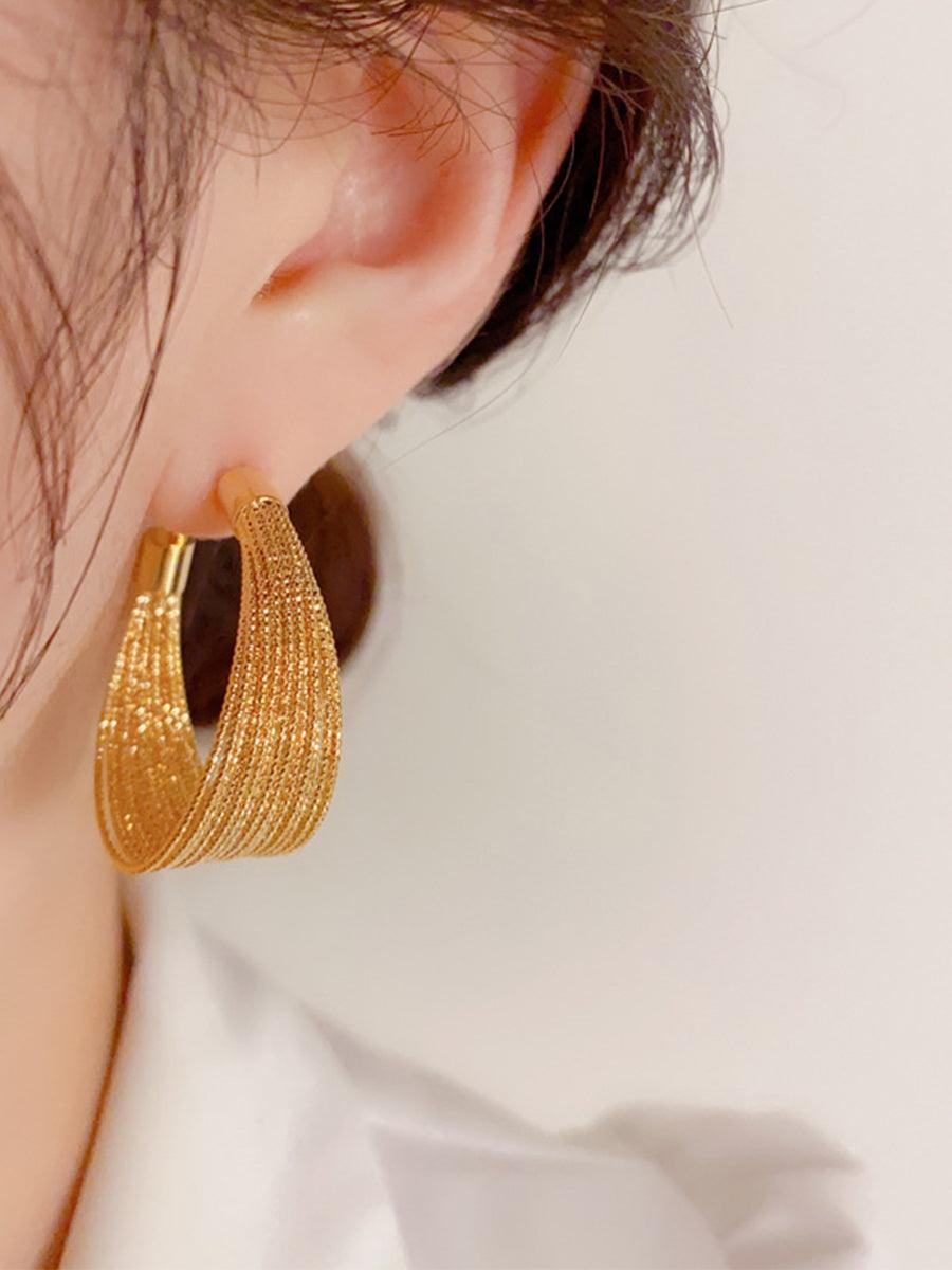Personalized Metal Geometric Large Earrings MSE20007