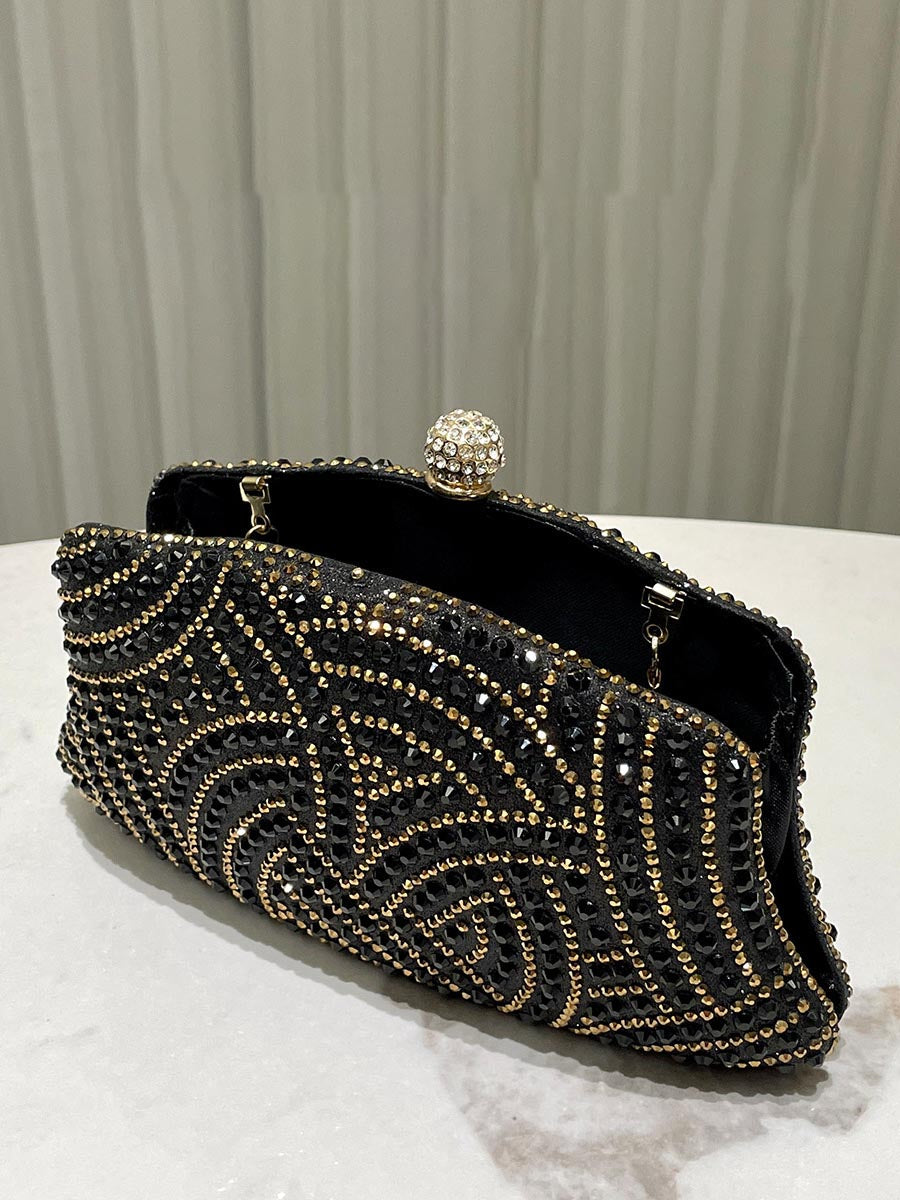 Rhinestone Ruched Evening Clutch Bag MNBF121