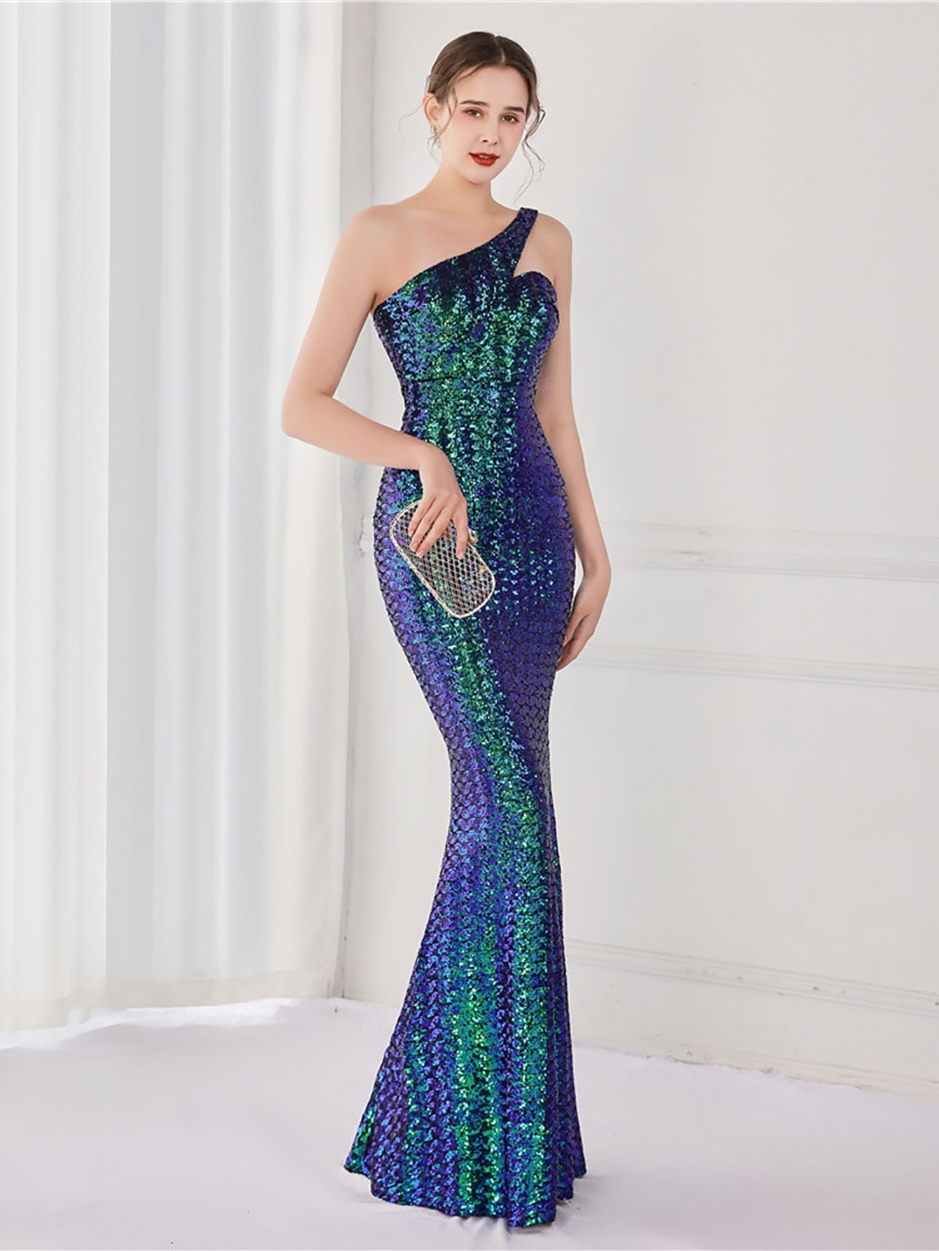 Tiffany One Shoulder Sequin Mermaid Cocktail Dress