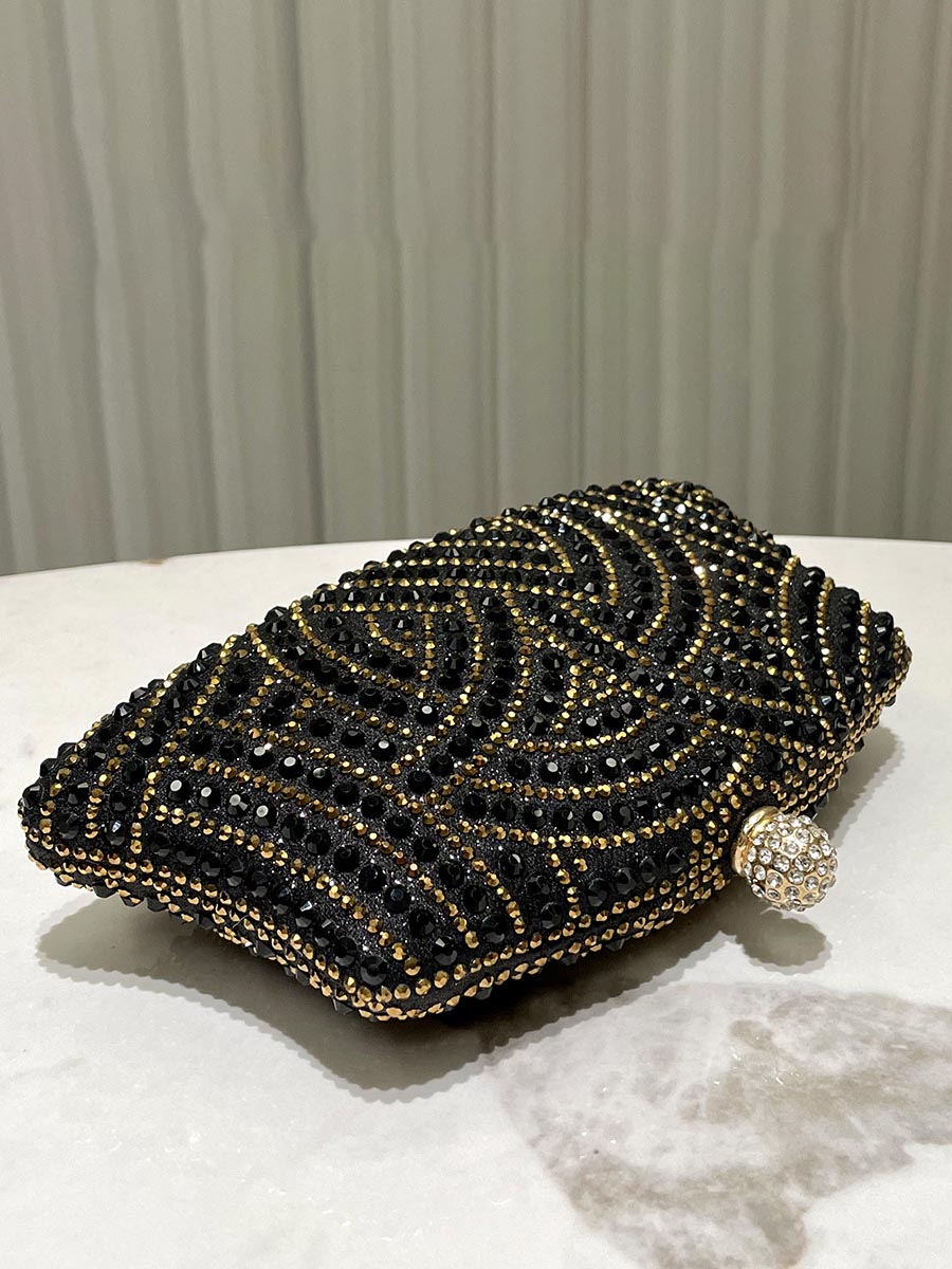 Rhinestone Ruched Evening Clutch Bag MNBF121