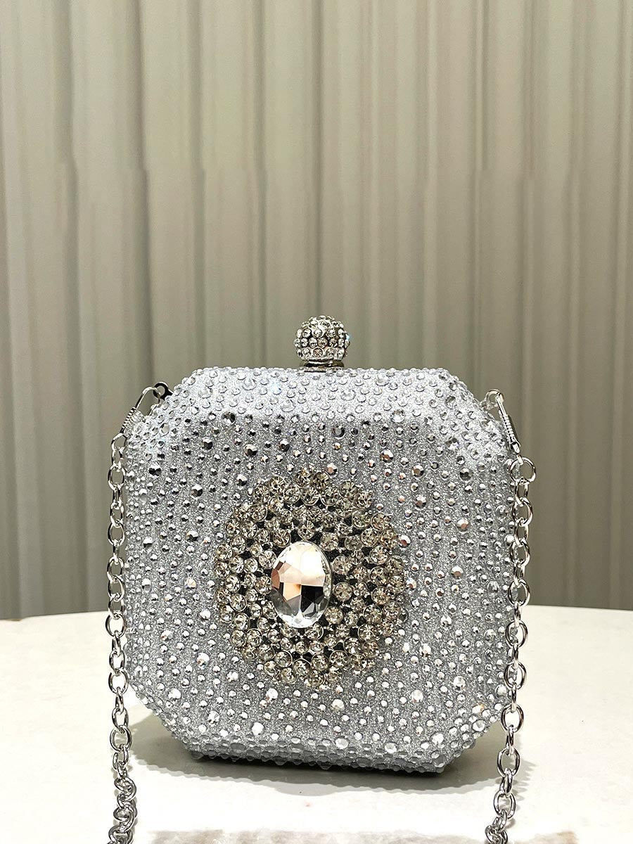 Emerald Green Rhinestone Statement Clutch Bag MNBF120