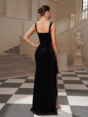 Velvet Rhinestone Sexy Prom Dress SL30215