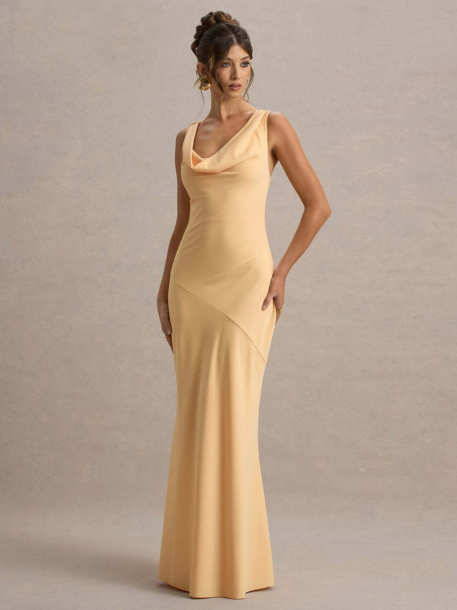 Draped Neck Sleeveless Elegant Cocktail Dress XF05751