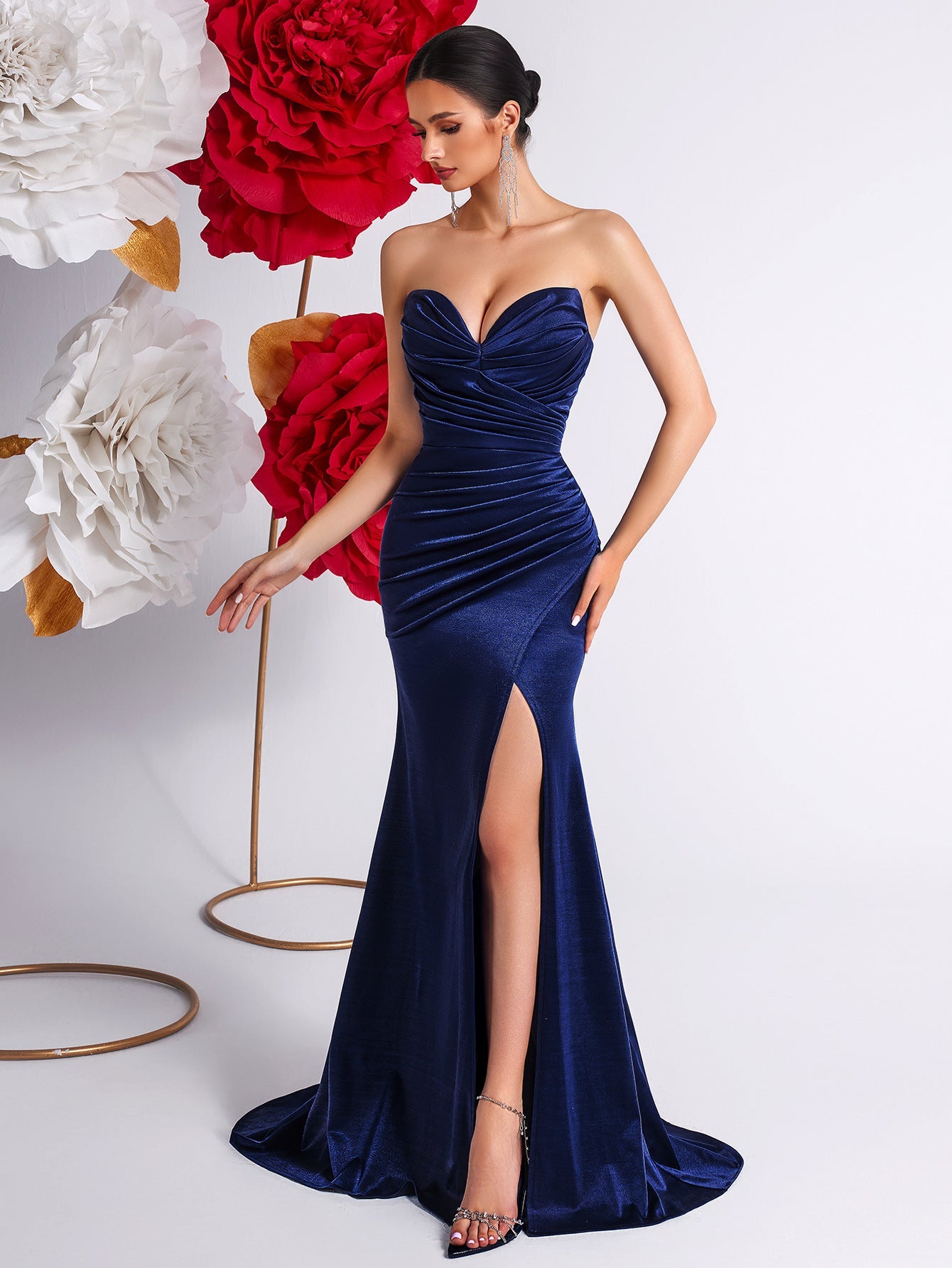 Strapless Velvet Mermaid Formal Dress XF251235
