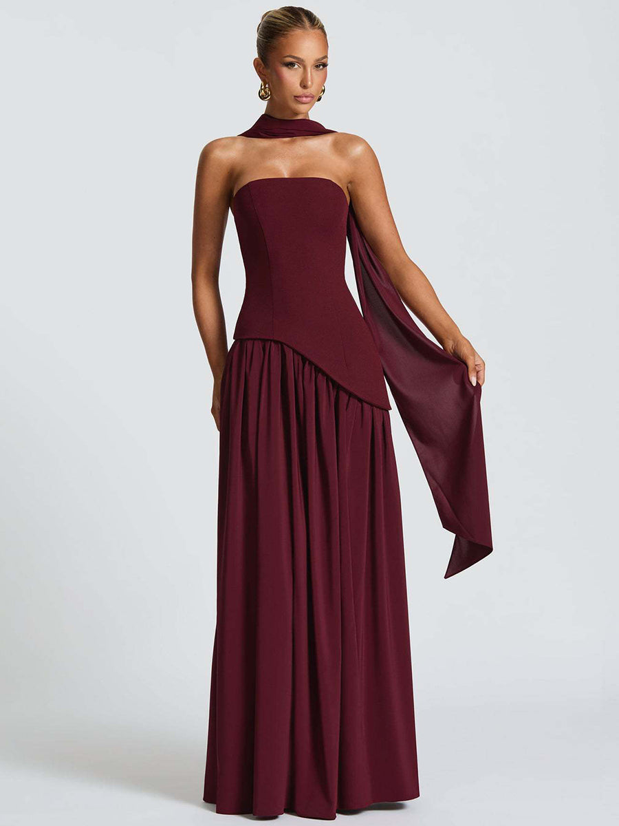 Strapless Asymmetric Waist Prom Dress XF251318