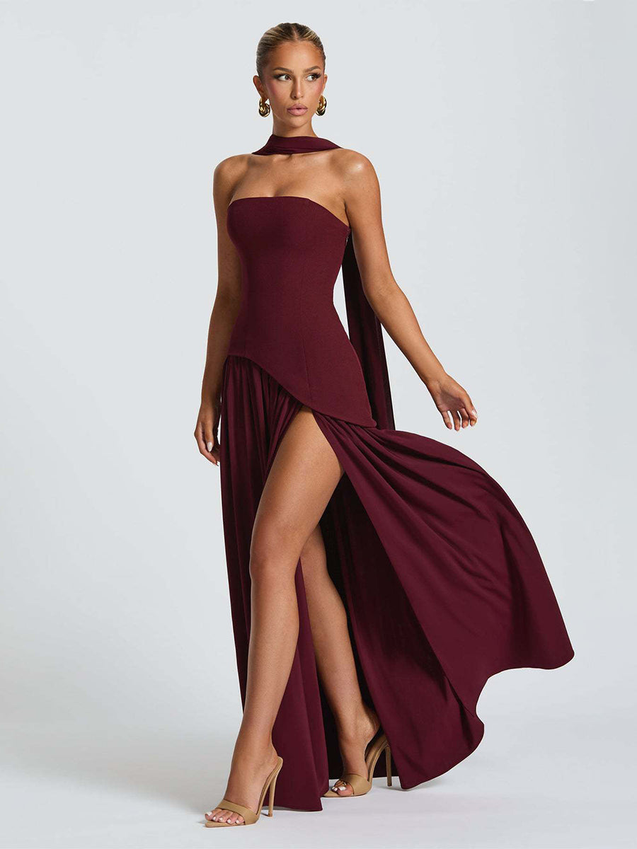 Strapless Asymmetric Waist Prom Dress XF251318