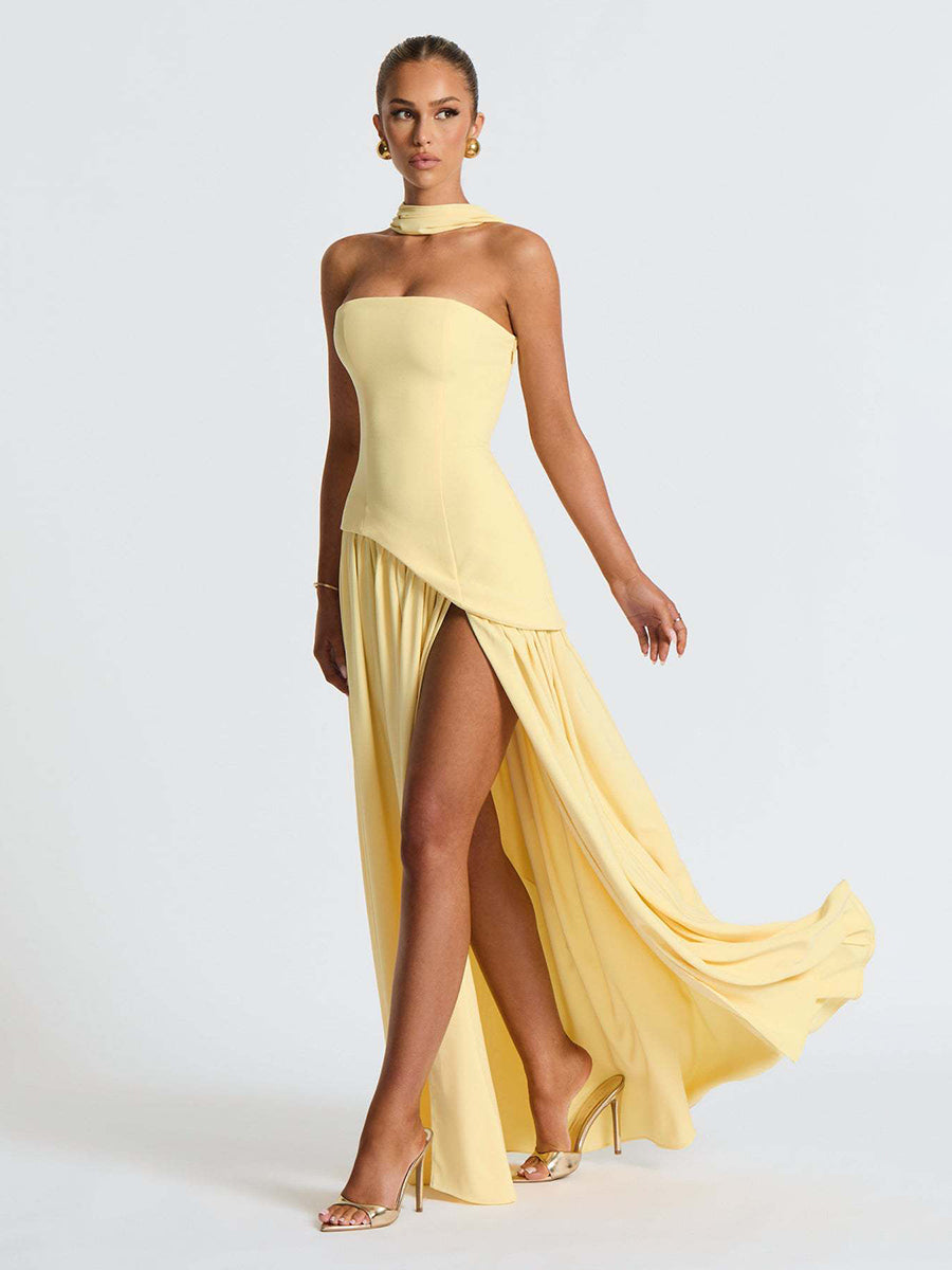 Strapless Asymmetric Waist Prom Dress XF251318
