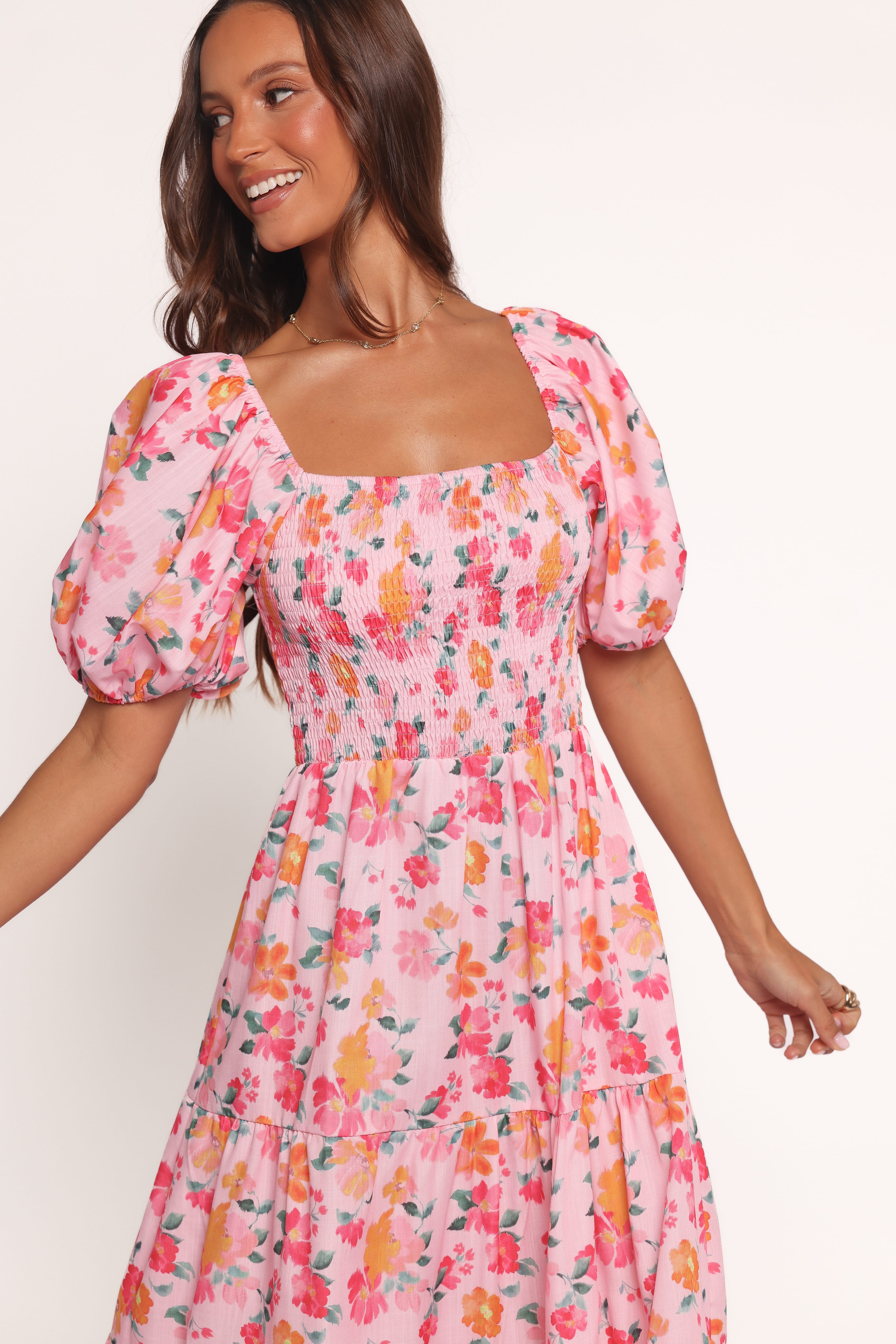 Soliel Midi Dress - Pink Floral