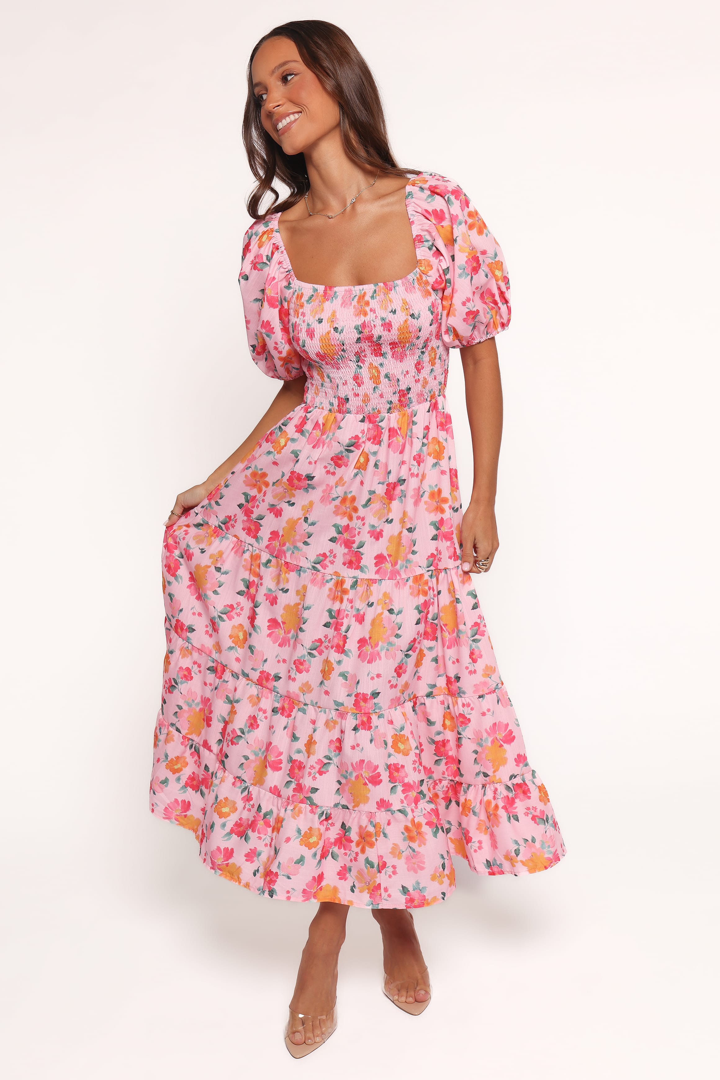 Soliel Midi Dress - Pink Floral