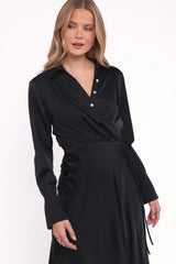 Verna Long Sleeve Maxi Dress - Black