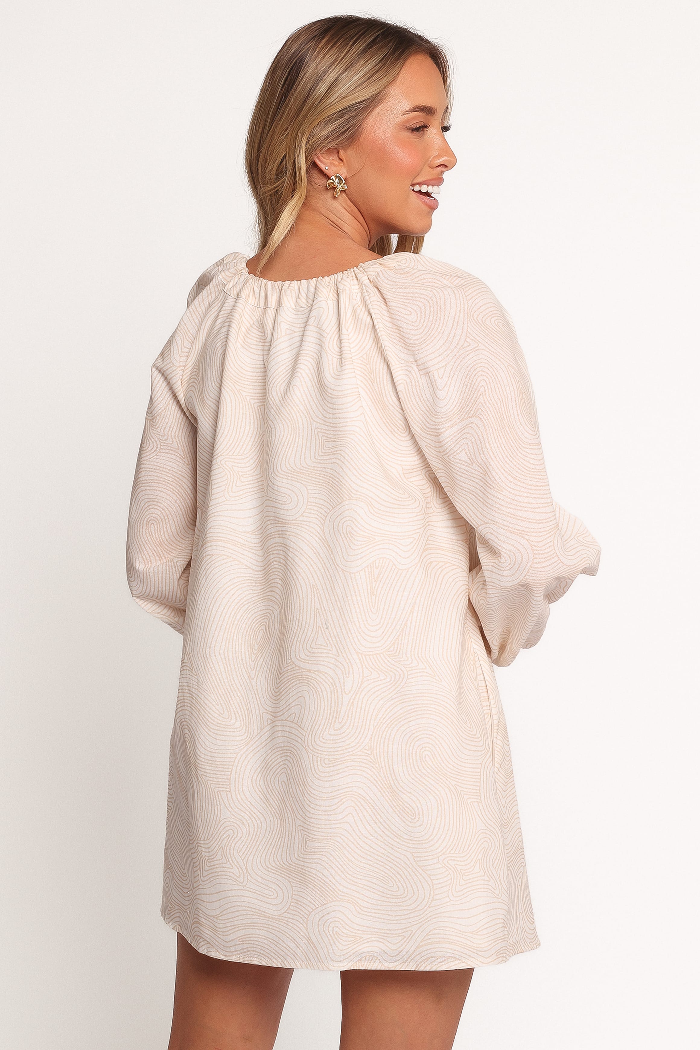 Walker Smock Mini Dress - Tan Swirl