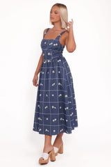 Yolande Midi Dress - Blue Floral