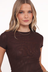 Vivian Mesh Tee - Brown