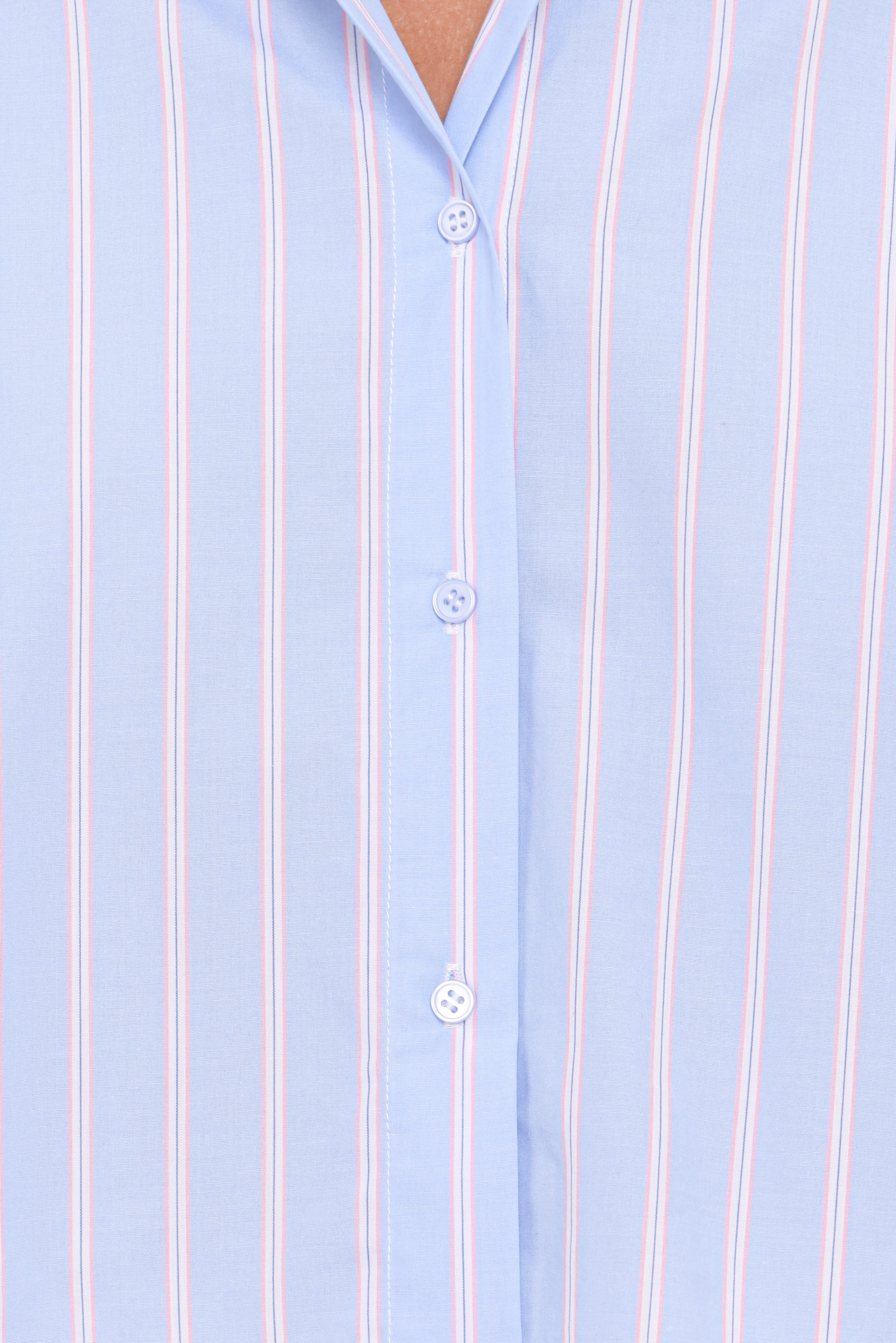 Zella Puff Sleeve Button Up Shirt - Blue White Stripe